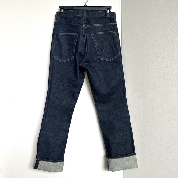 Imogene+Willie Rigid Denim Mid-Rise Jeans Dark Wash Straight Leg Cuffed Hem - Picture 10 of 10